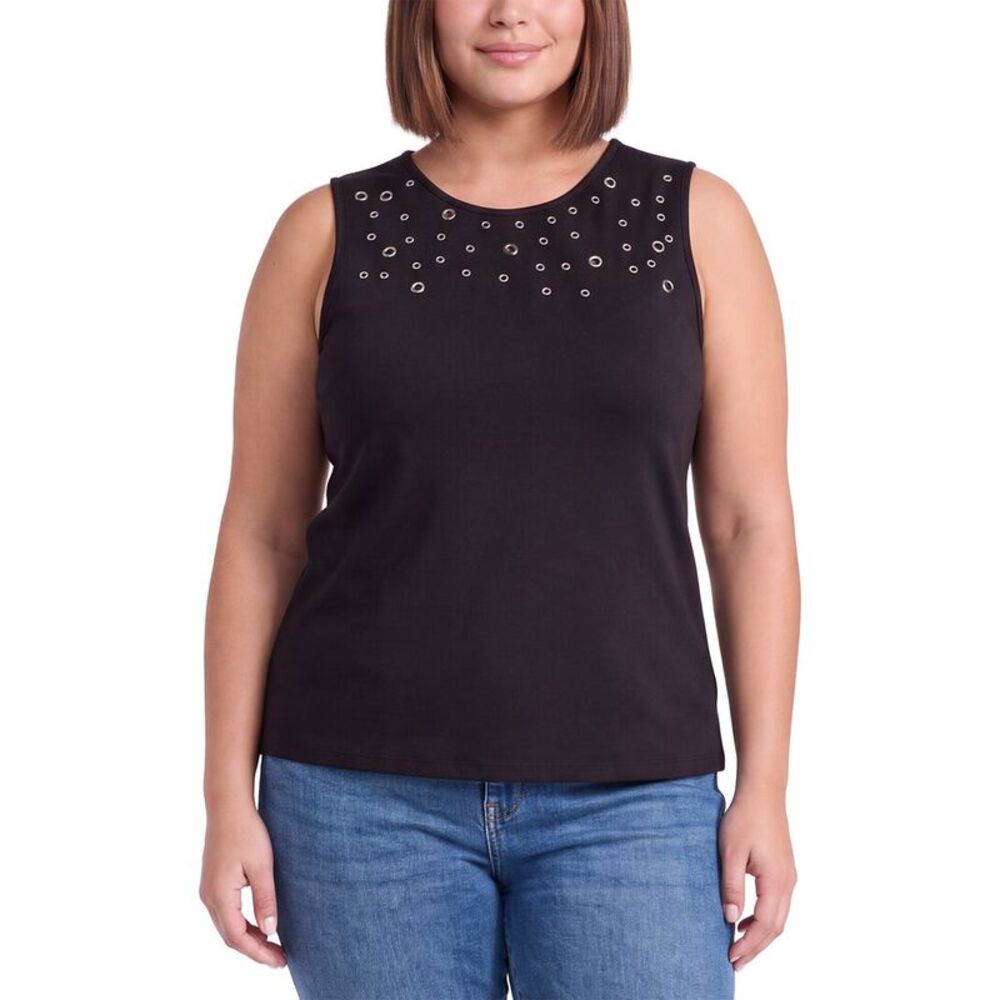 Anne Klein Womens Plus Grommet Tank